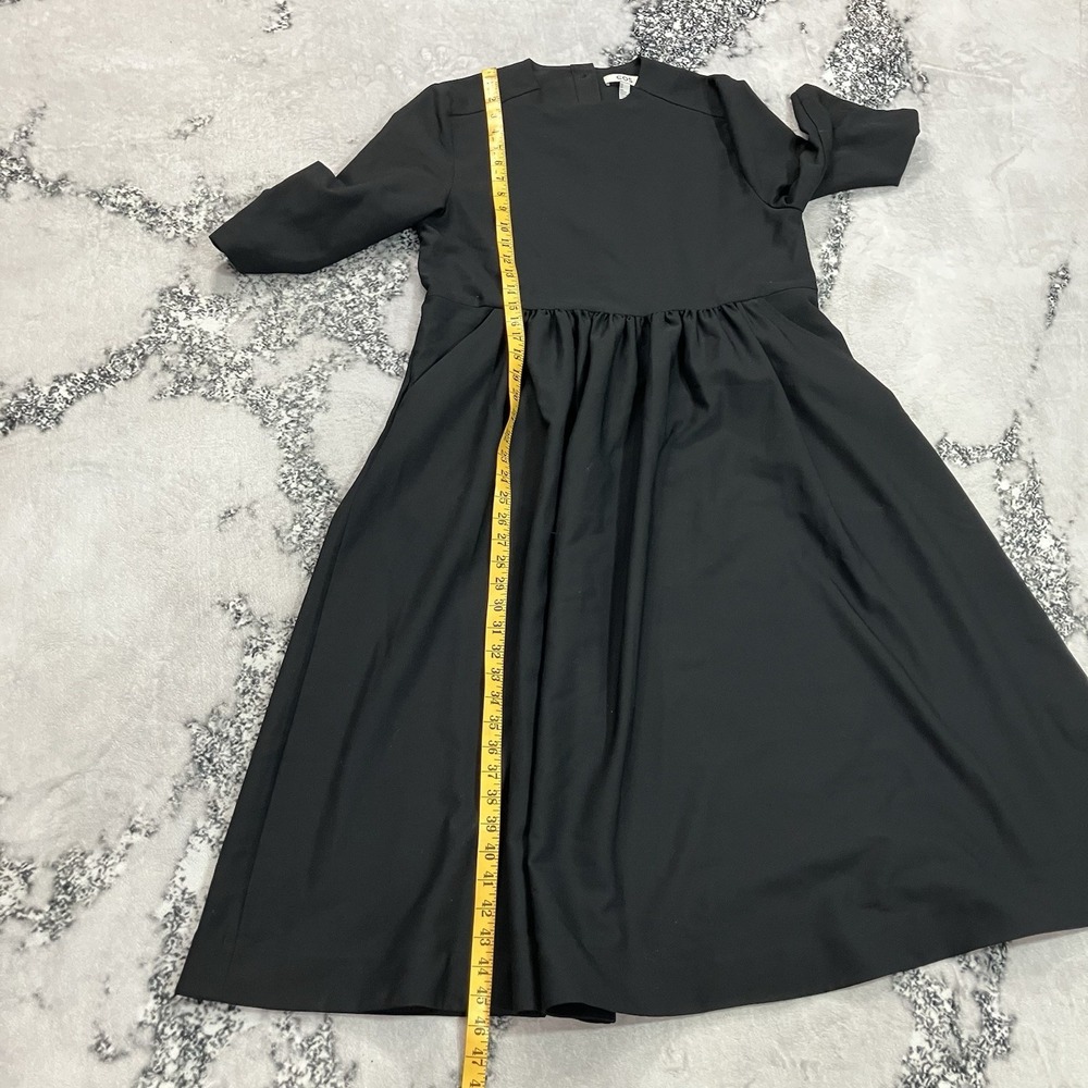 COS Black Gathered Waist Midi Dress 3/4 Sleeve Minimalist A-Line Women's US 4 - Picture 7 of 14